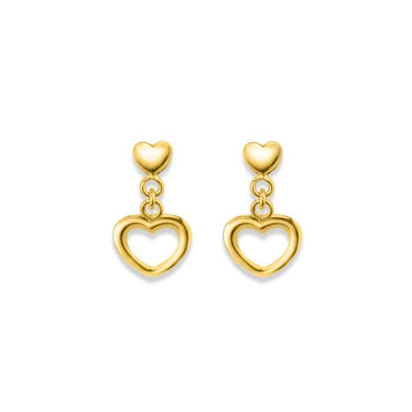 Boucles d'oreilles pendantes femme or 18 carats motif cœur
