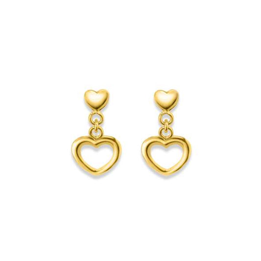 Boucles d'oreilles pendantes femme or 18 carats motif cœur