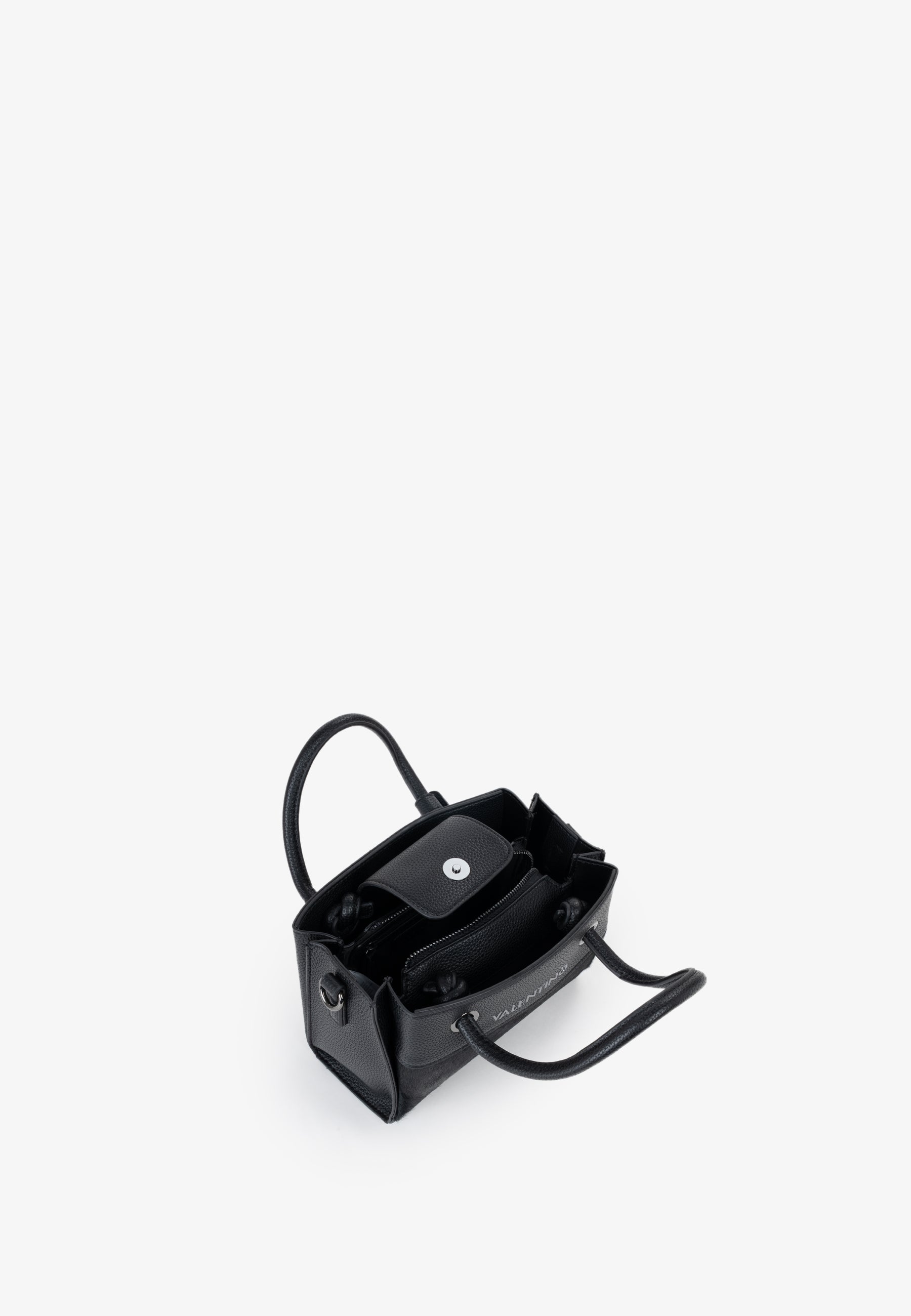 Sac à main femme noir bimatière bandoulière logo