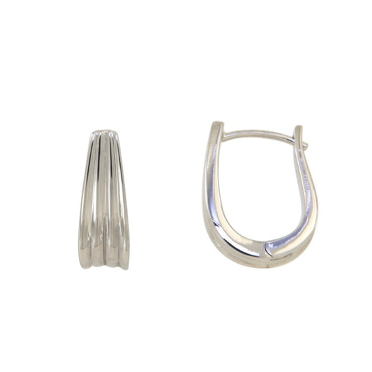 Créoles femme argent 925 rhodié striées charnière