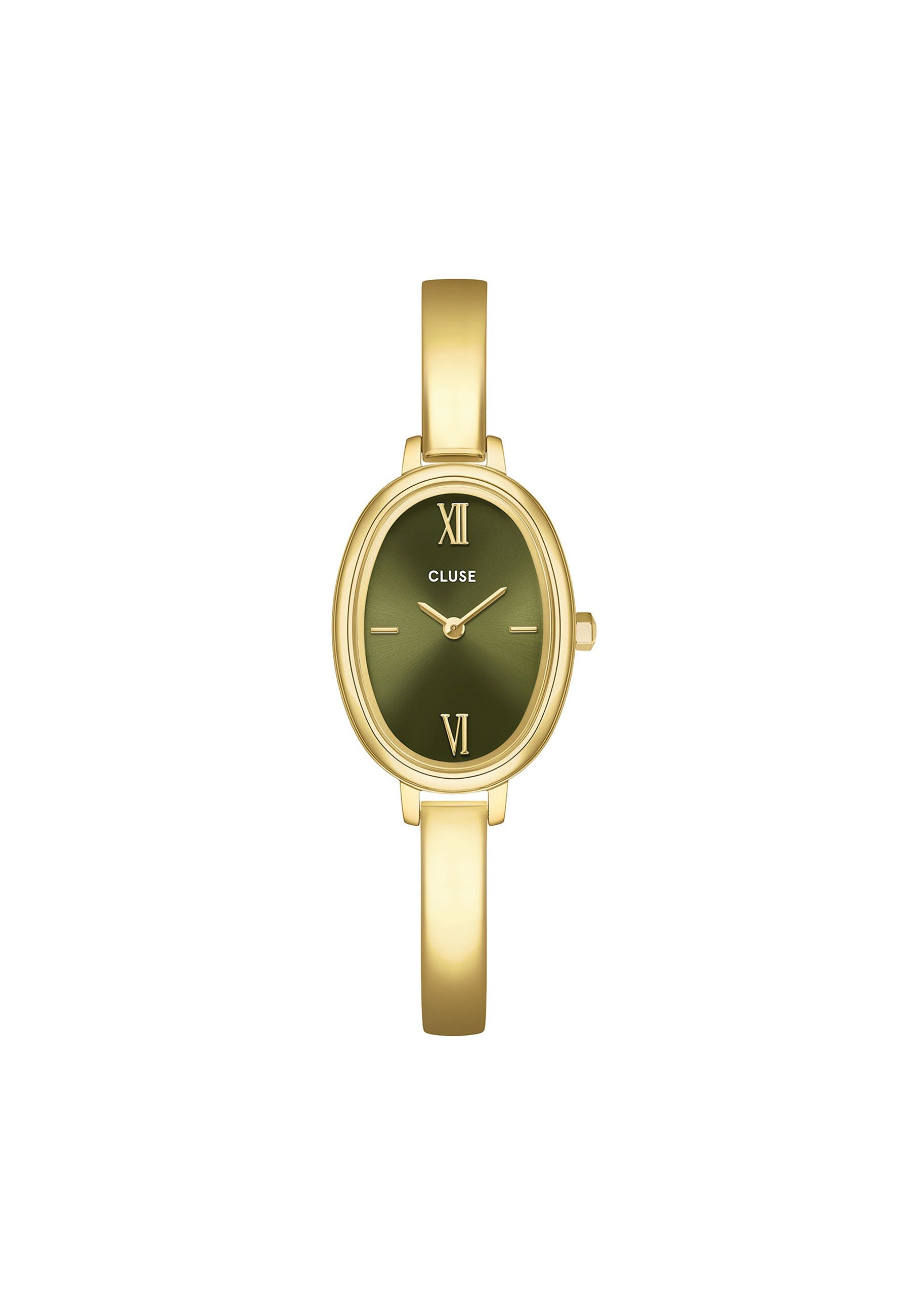 Montre L'Ovale Acier, Olive, Couleur Or