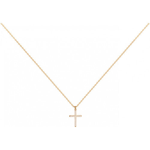Collier femme plaqué or jaune croix zirconia 38+5 cm