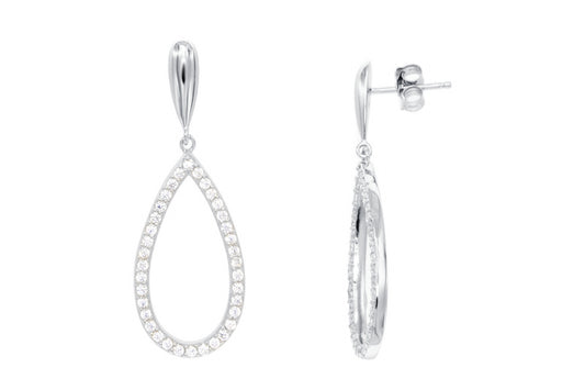 Boucles d'oreilles femme argent rhodié pendantes zirconia