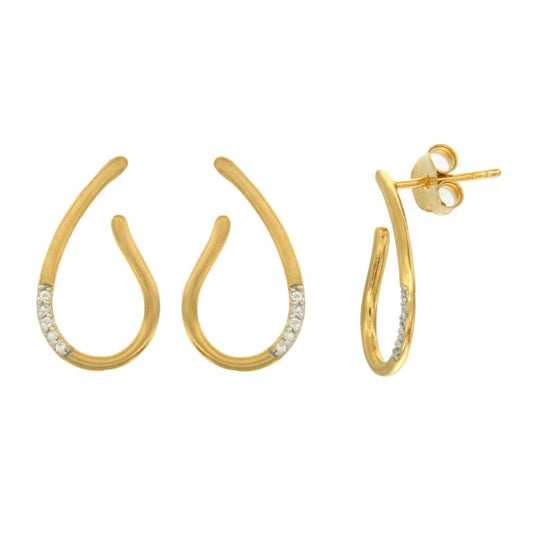 Boucles d'oreilles femme argent doré goutte zirconia