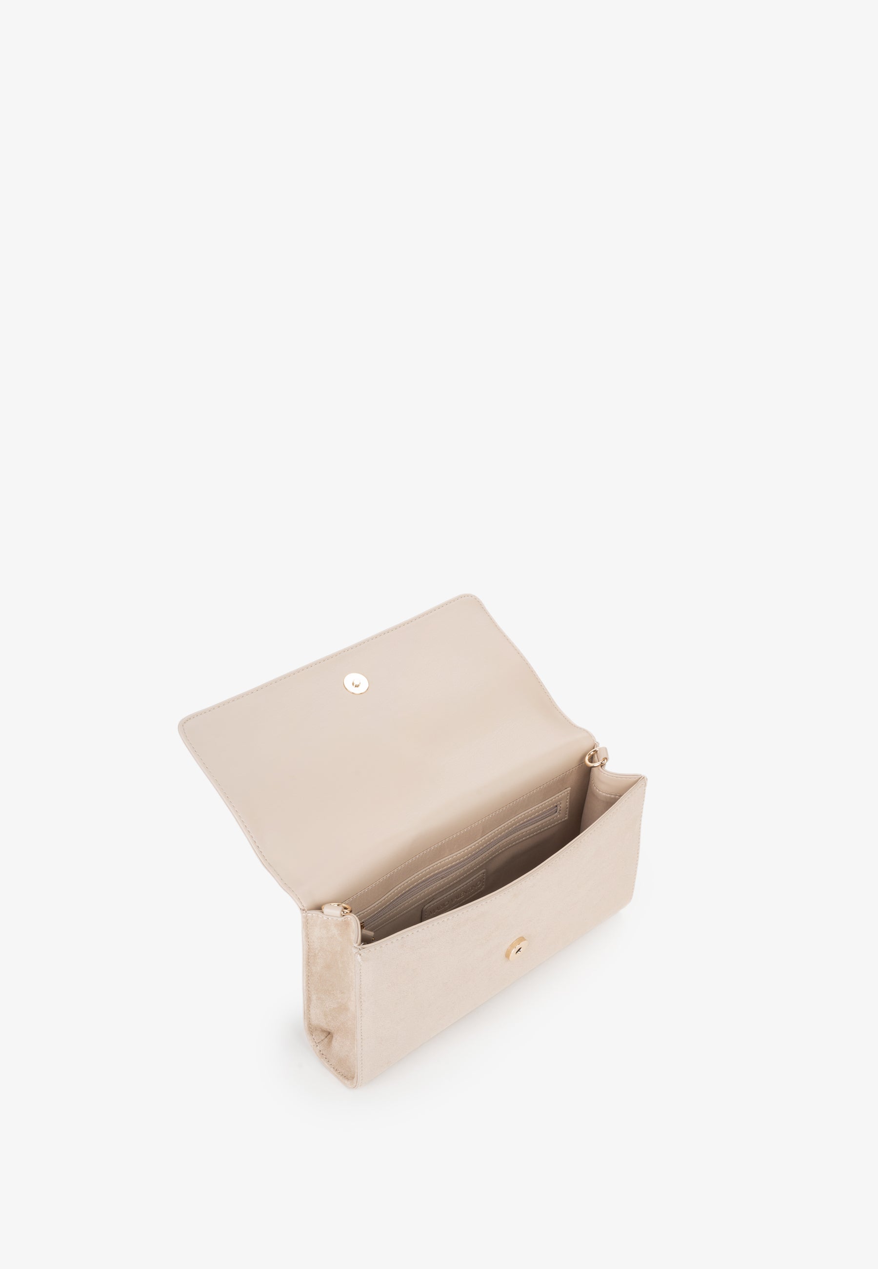Sac bandoulière femme velours beige chaîne dorée