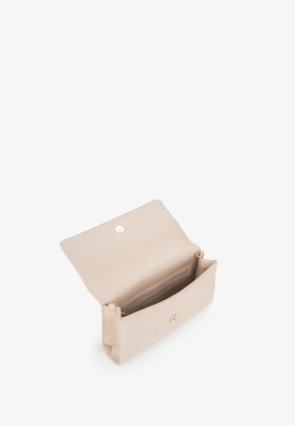 Sac bandoulière femme velours beige chaîne dorée