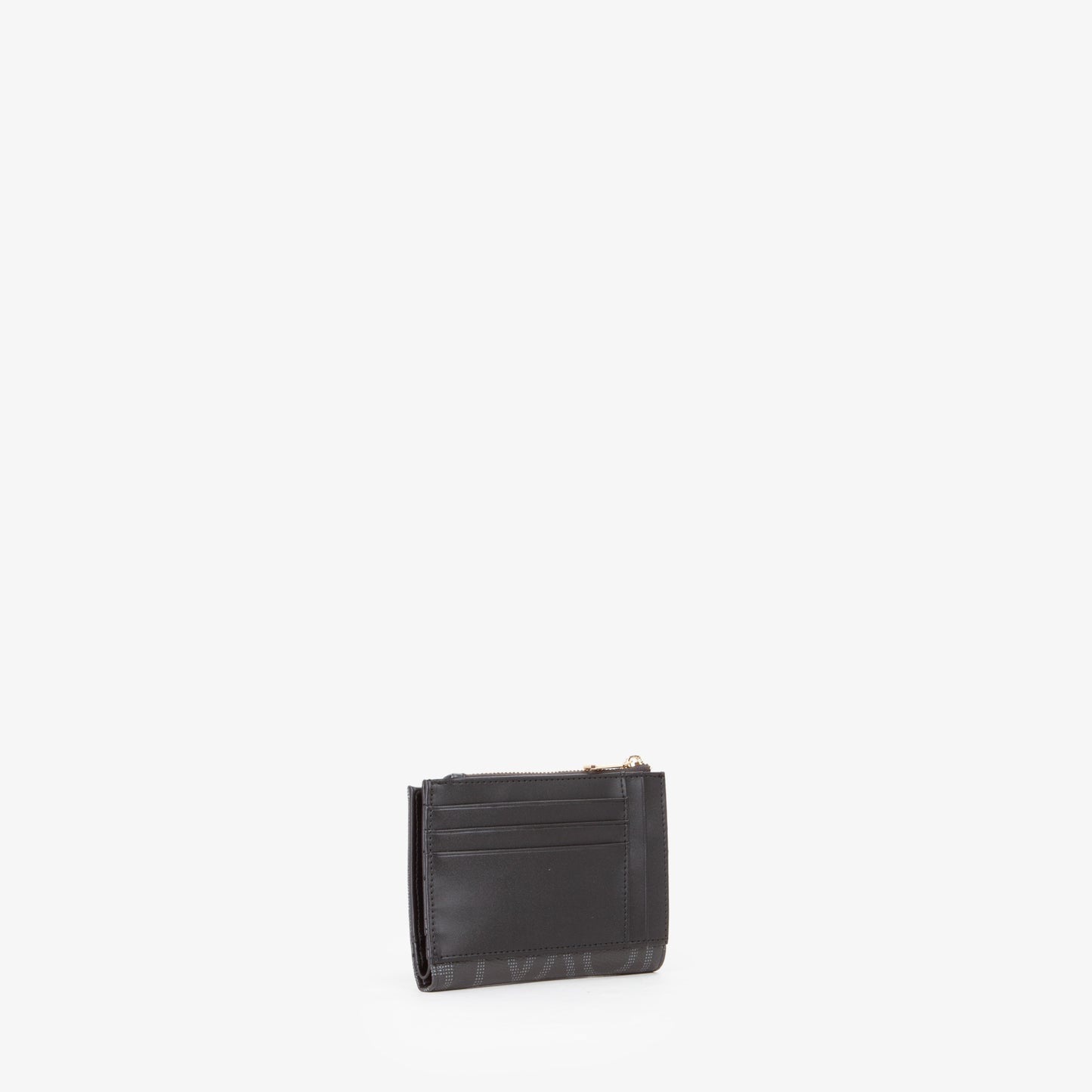 Portefeuille femme noir motif logo zippé compact