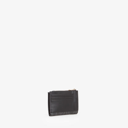 Portefeuille femme noir motif logo zippé compact