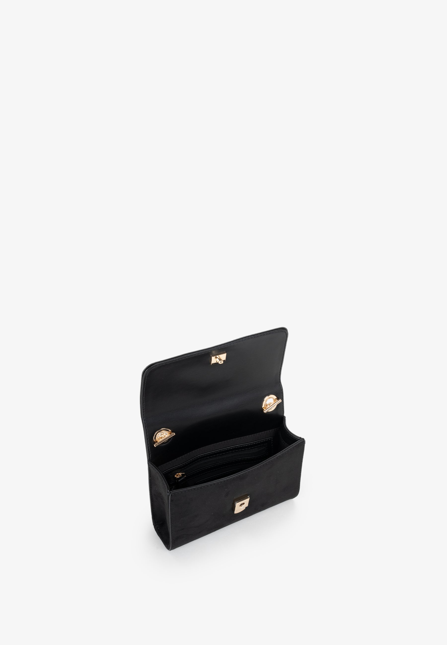 Sac bandoulière femme velours noir chaîne dorée