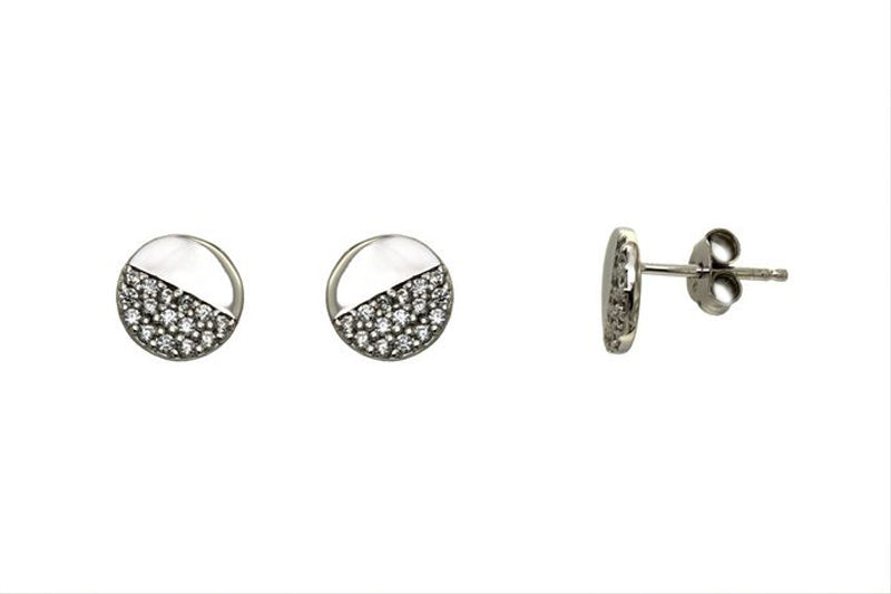 BOUCLES D'OREILLES ARGENT RHODIE - ZIRCONIA