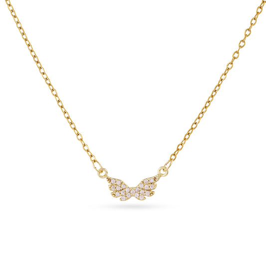 Collier femme acier doré zirconia motif ailes d'ange