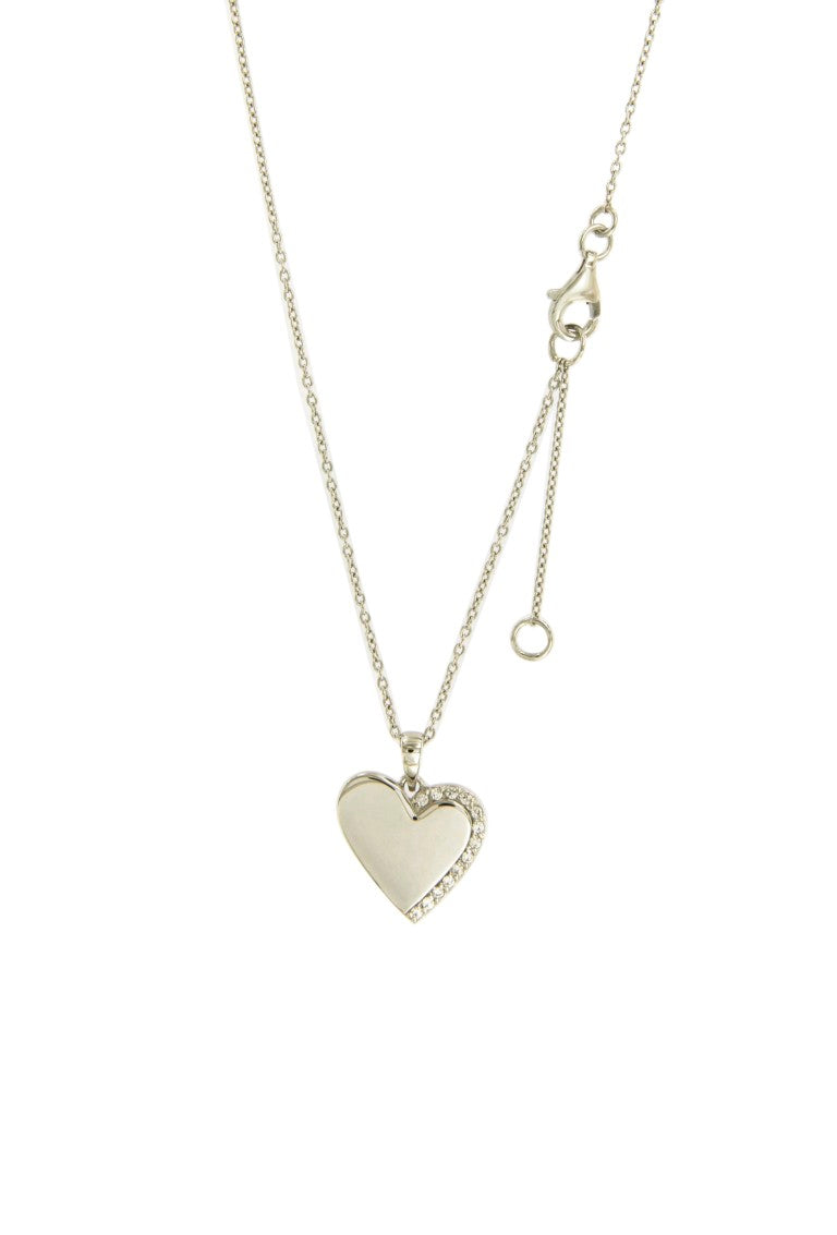 Collier femme argent rhodié pendentif cœur zirconia