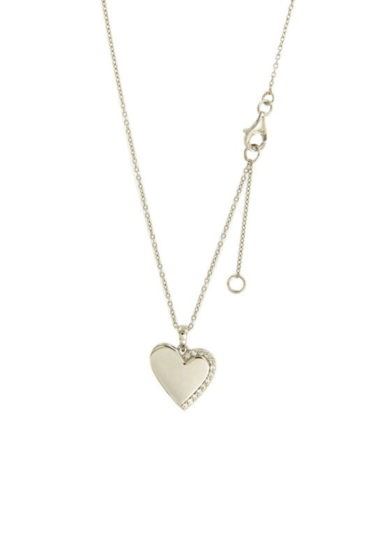 Collier femme argent rhodié pendentif cœur zirconia