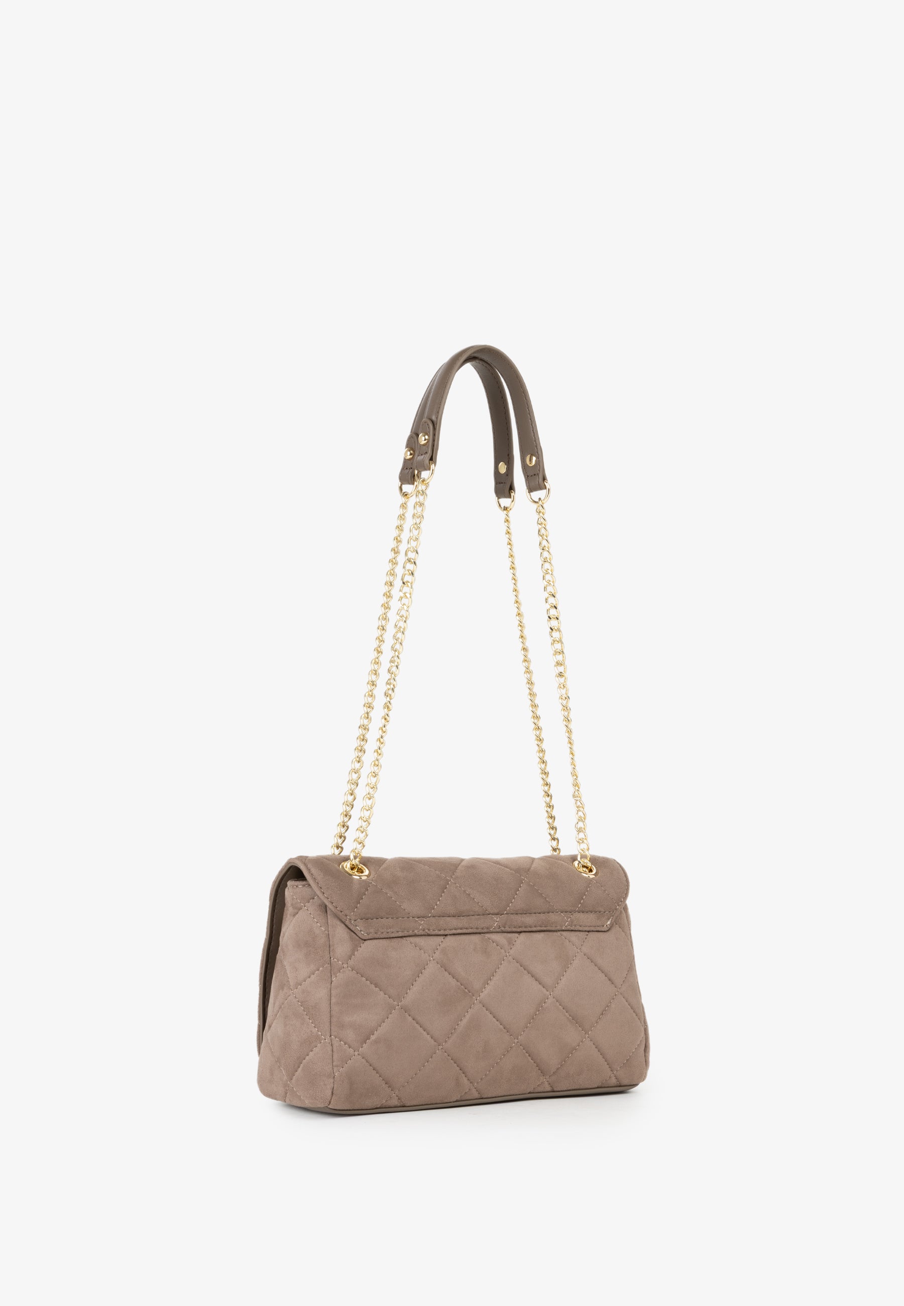 Sac bandoulière femme matelassé taupe chaîne dorée