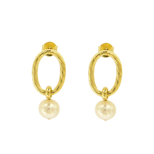 Boucles d'oreilles femme argent doré anneau perle d'eau douce
