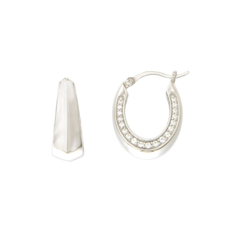 CREOLES ARGENT RHODIE - ZIRCONIA