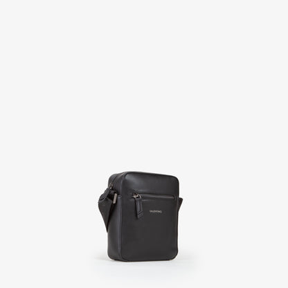 Sac bandoulière homme noir simili cuir zippé
