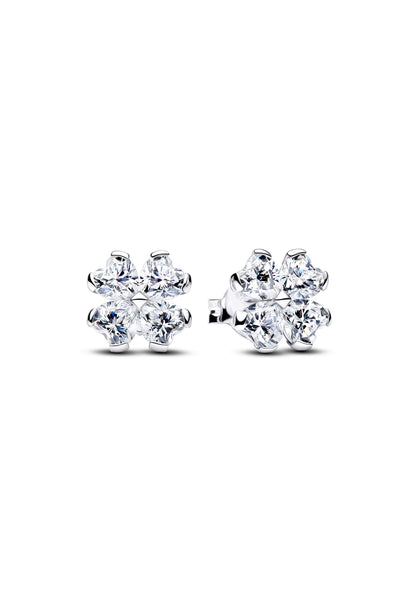 Boucles d'oreilles clous trèfle porte-bonheur scintillantes