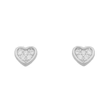 Clous d'oreilles femme argent 925 rhodié cœur zirconia
