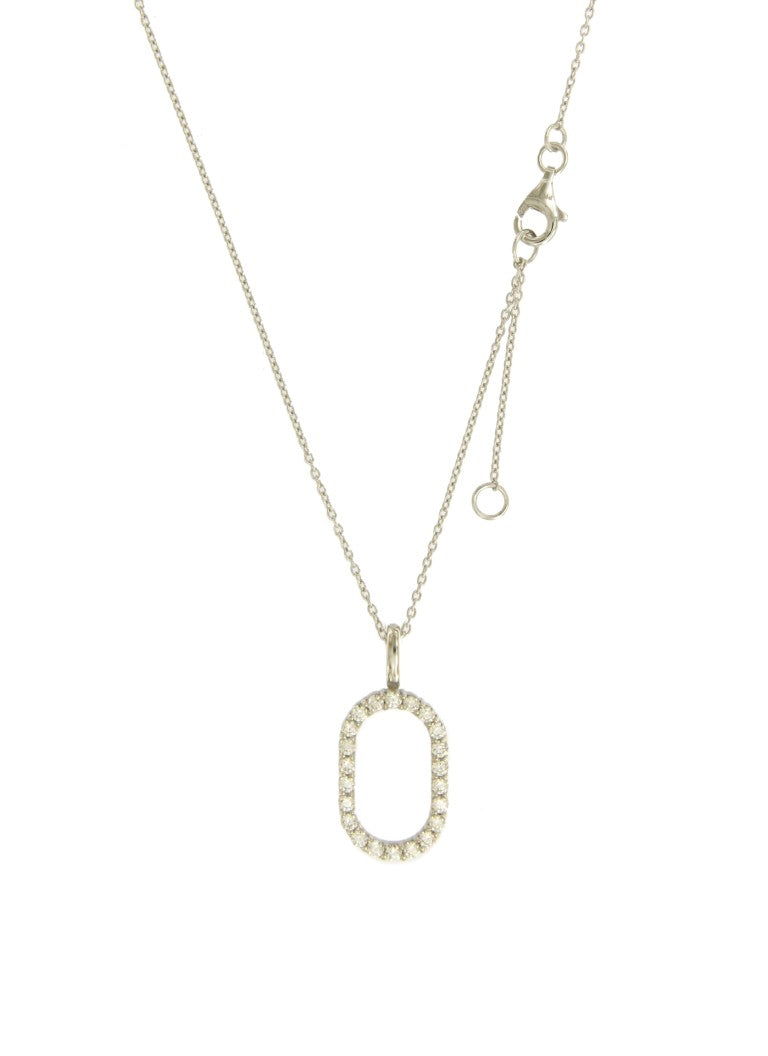 Collier femme argent rhodié pendentif ovale zirconia