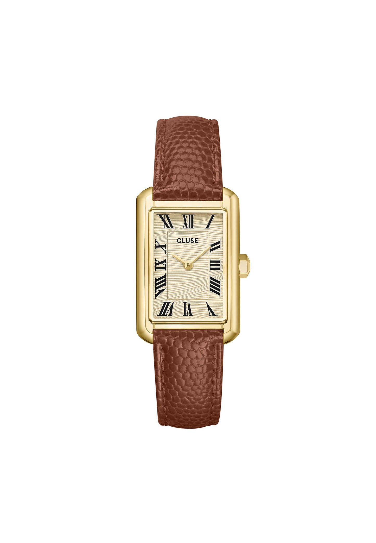Montre Belisenna en cuir couleur noix, couleur or