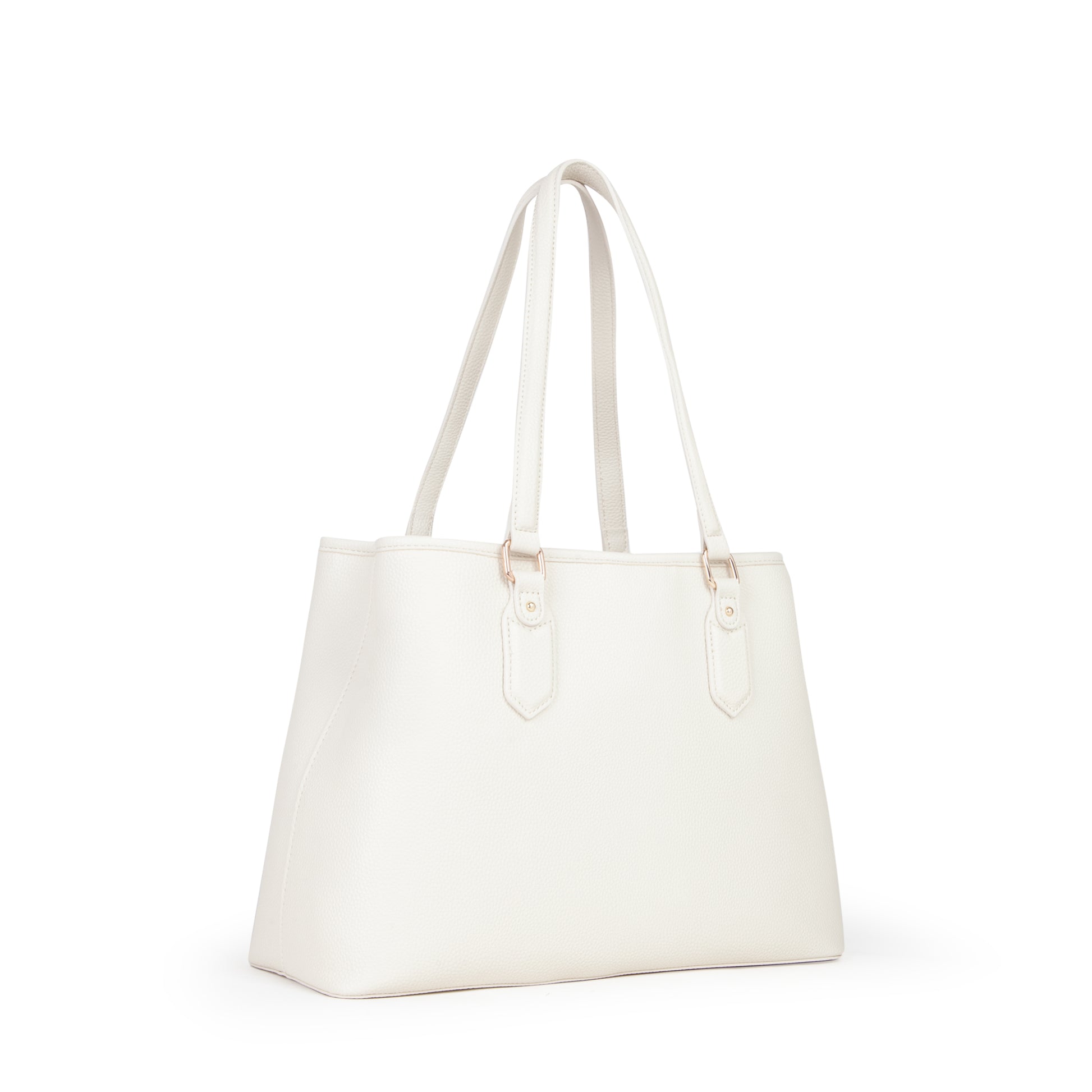 Sac à main femme cabas écru texturé anses longues