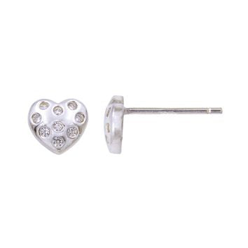 Boucles d'oreilles femme argent 925 rhodié cœur zirconia