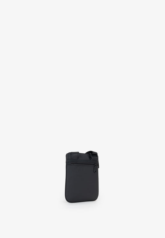 Sac bandoulière homme noir mat logo embossé