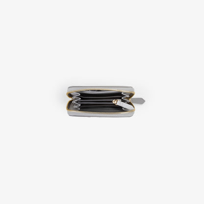 Portefeuille femme zippé gris clair finition grainée