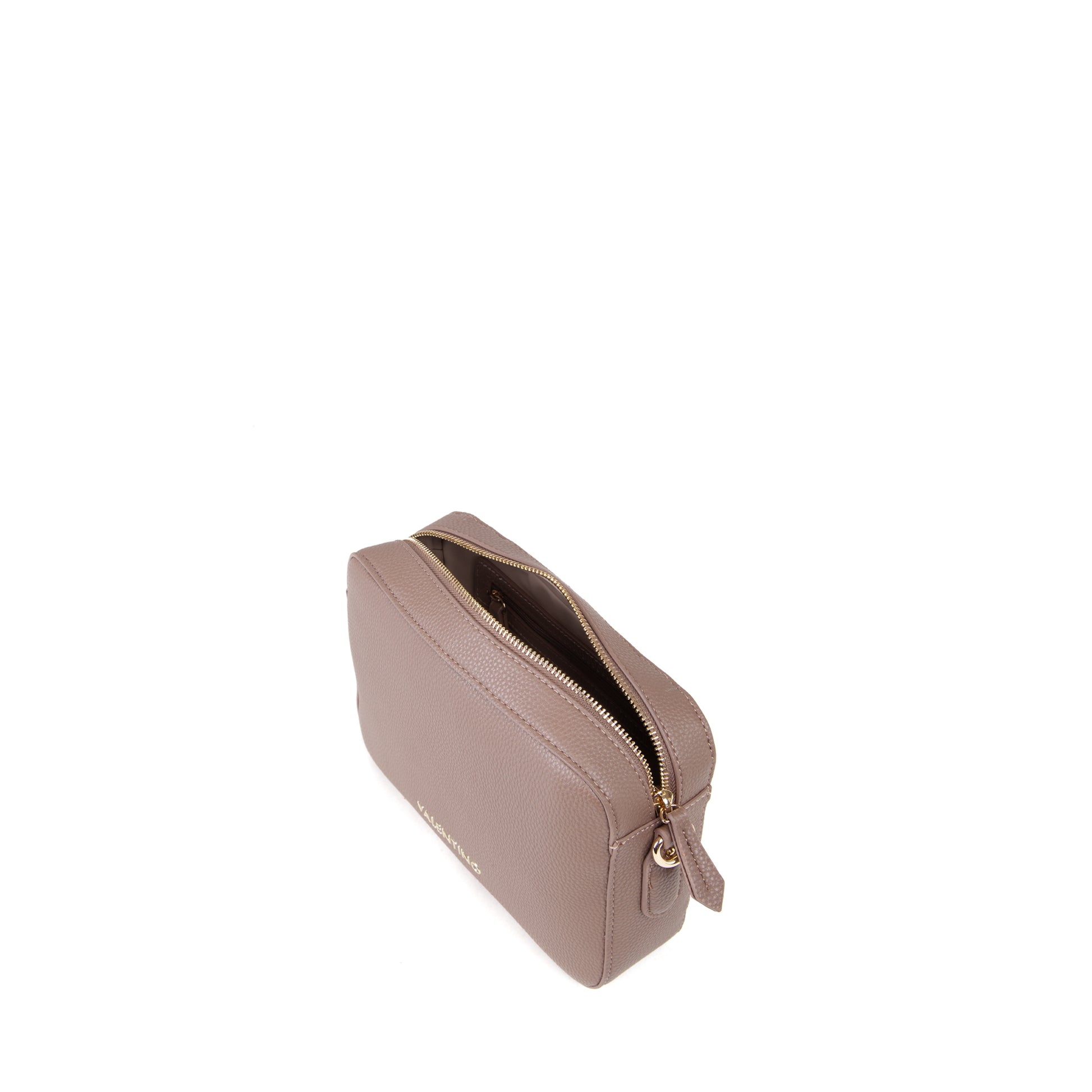 Sac bandoulière femme cuir grainé taupe fermeture zip