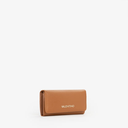 Portefeuille femme cuir grainé camel grand format