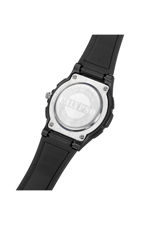 MONTRE NOIR, BRACELET CAOUTCHOUC, HOMME