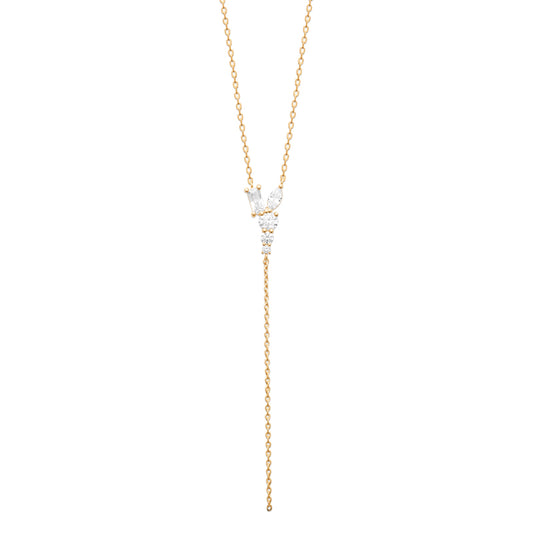 Collier femme plaqué or jaune lariat zirconia