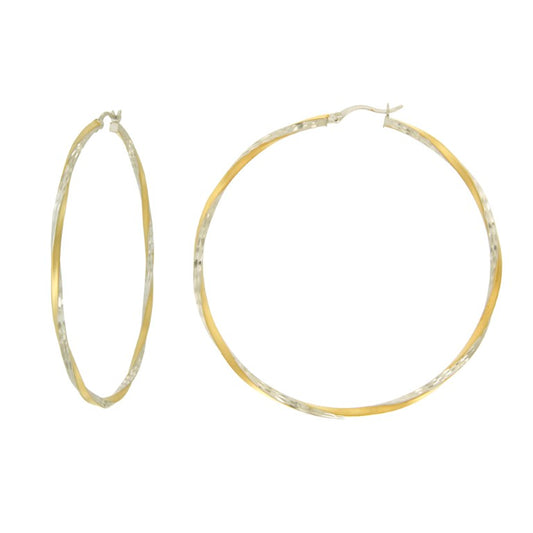 Créoles femme argent 925 bicolore torsadées 64 mm
