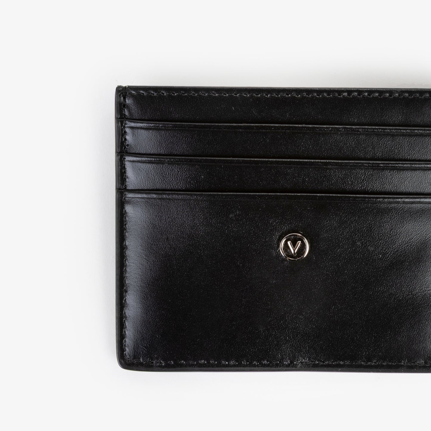 Porte-cartes homme cuir noir lisse logo discret