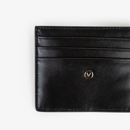 Porte-cartes homme cuir noir lisse logo discret