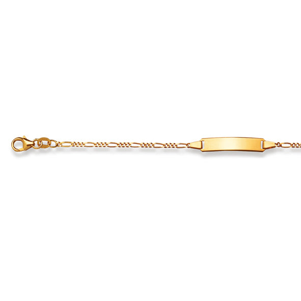 Bracelet identité bébé or jaune 18 carats chaîne figaro 14 cm