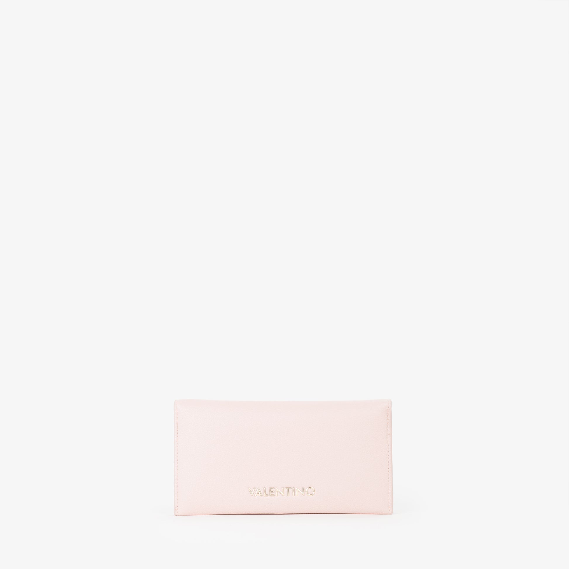 Portefeuille femme rose poudré logo doré fin et élégant