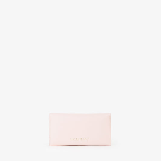 Portefeuille femme rose poudré logo doré fin et élégant