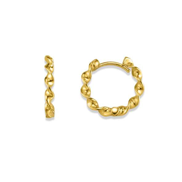 Créoles femme or 18 carats jaune torsadé charnière