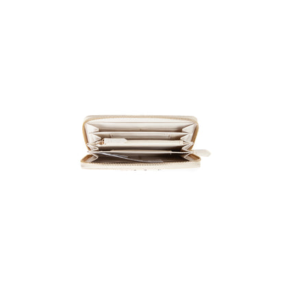 Portefeuille femme zippé beige doré élégant