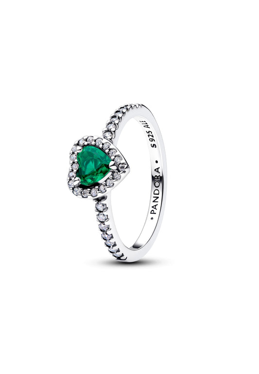 Bague Cœur Vert Royal Rehaussée