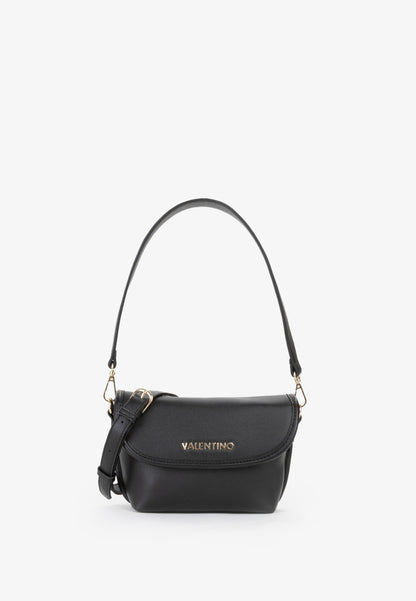 Sac bandoulière femme noir simili cuir grainé doré