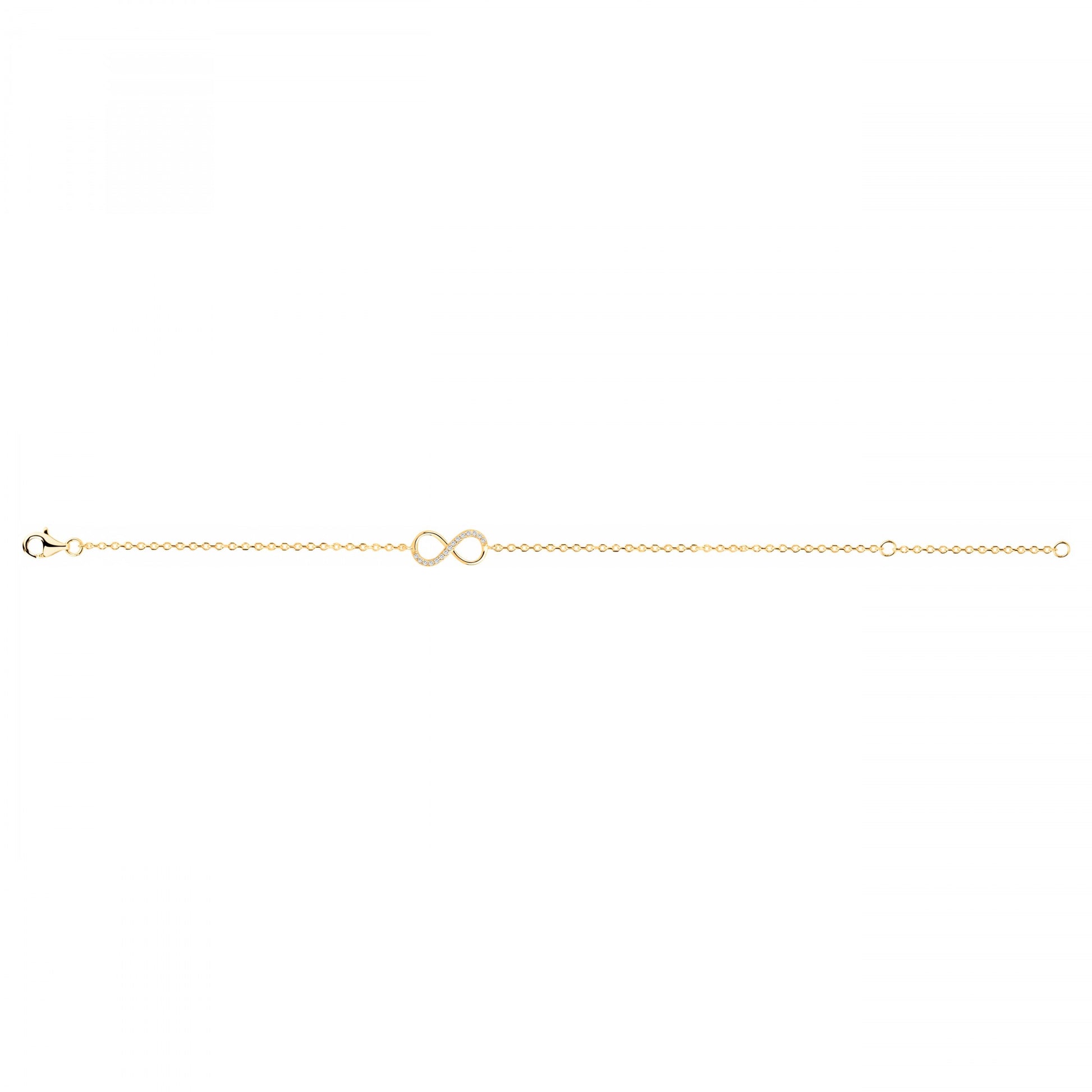 Bracelet femme plaqué or jaune infini zirconia 16 cm