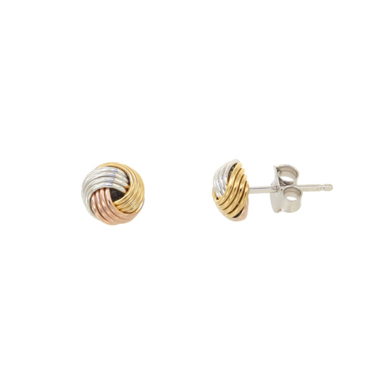 Clou d'oreille femme argent 925 rhodié nœud tricolore