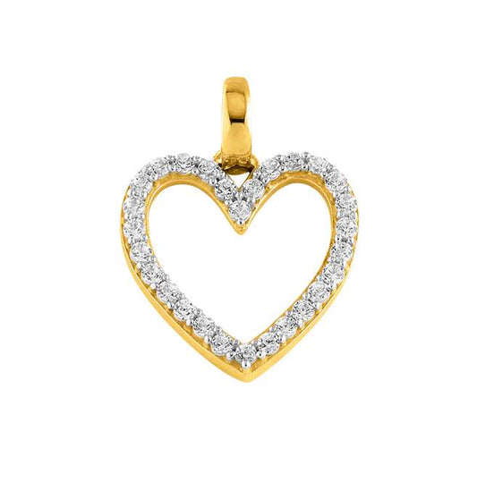 Pendentif coeur femme or jaune 18 carats zirkonia