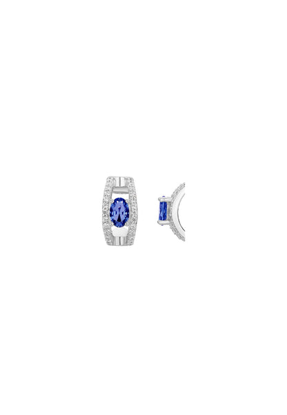 BOUCLES D'OREILLES ARGENT - ZIRCONIA  - SAPHIR SYNTHETIQUE