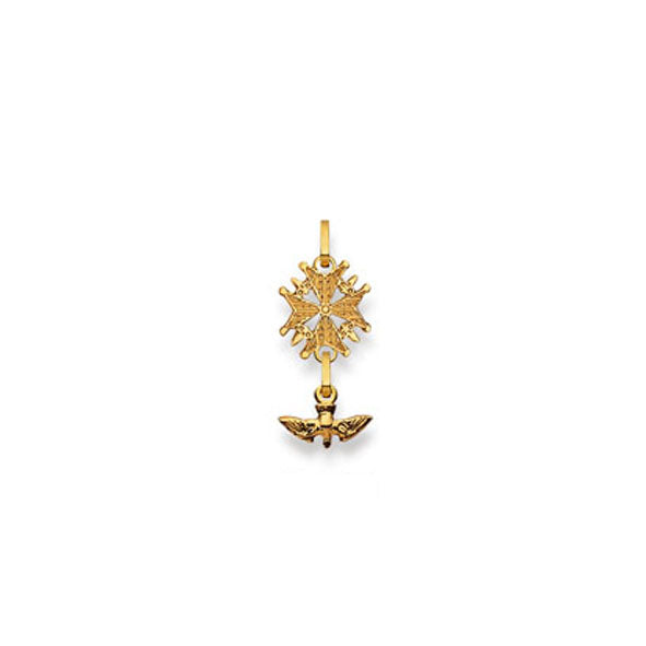 Pendentif femme or 18 carats croix huguenote dorée