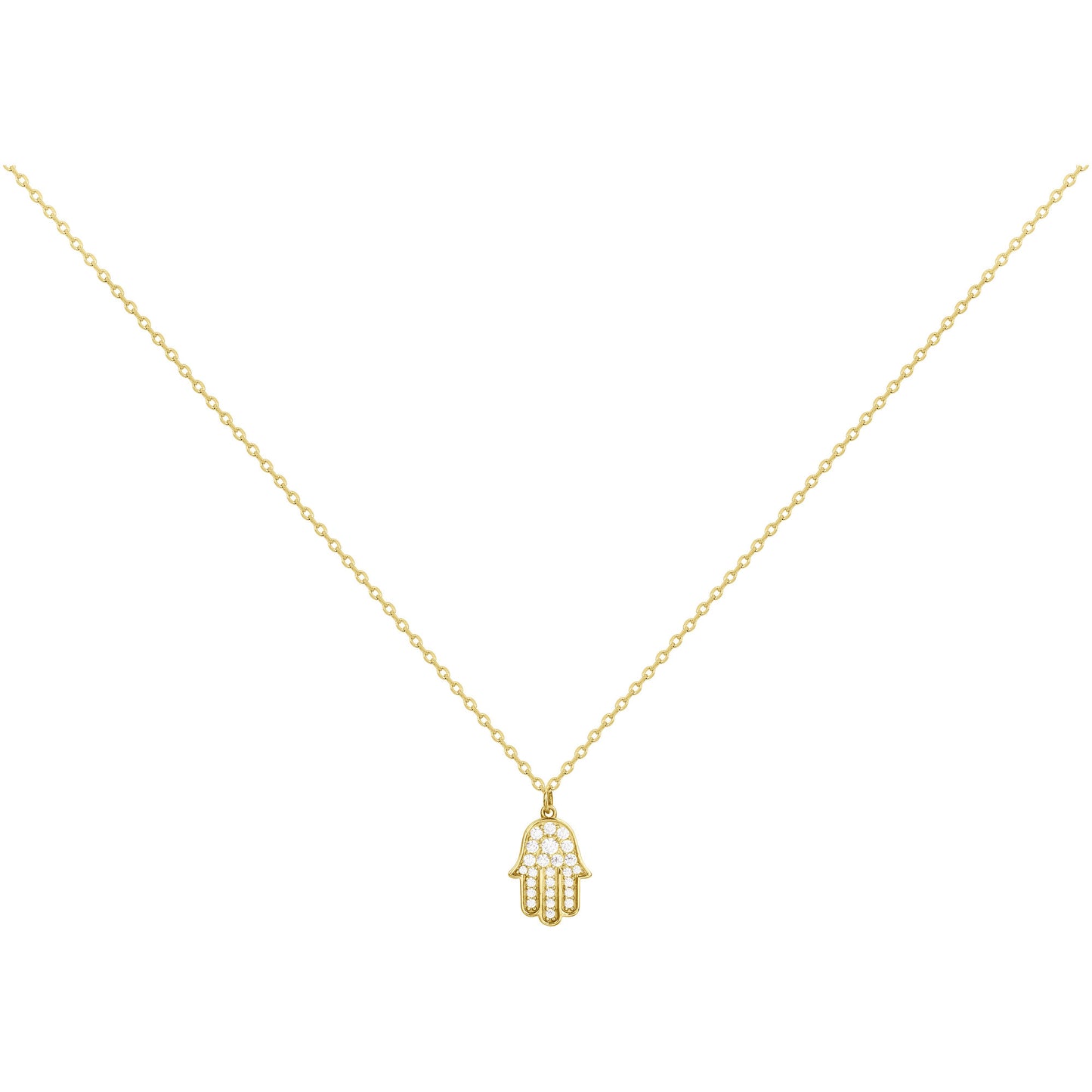 Collier femme plaqué or main de Fatma zirconia 38cm