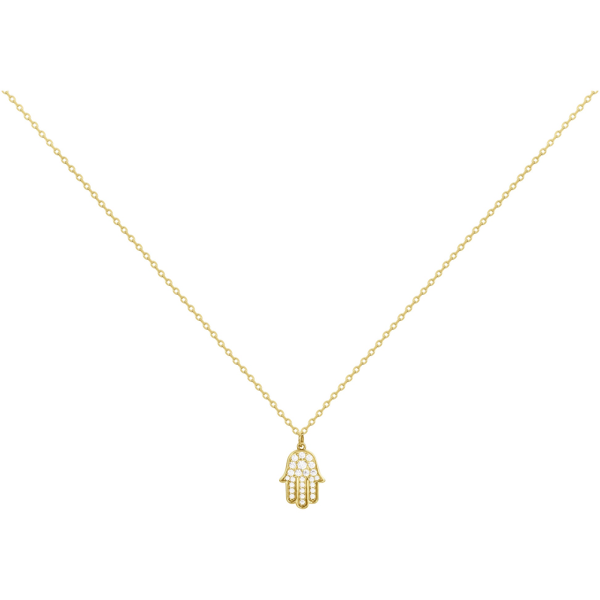 Collier femme plaqué or main de Fatma zirconia 38cm